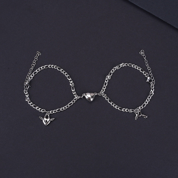 Heart-shape Lock Suction Couple Combination Bracelet