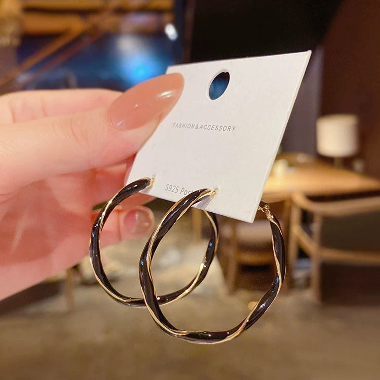 Design Drip Spiral Round Ring Earrings Female