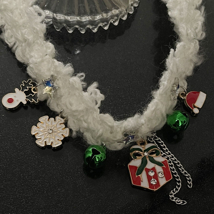 Christmas Bell Snowflake Elk Necklace