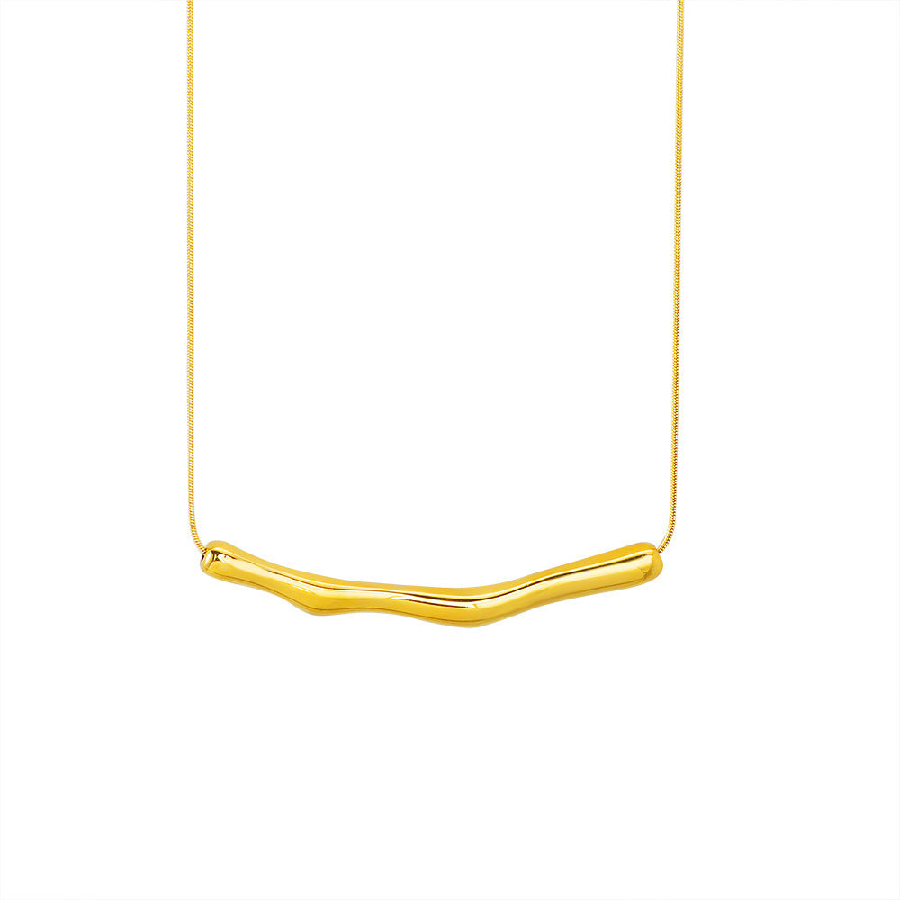 Irregular Pleated Necklace Titanium Steel Women