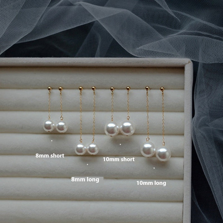 Pearl Long Fairy Temperamental 14K Gold Plated Simple Earrings