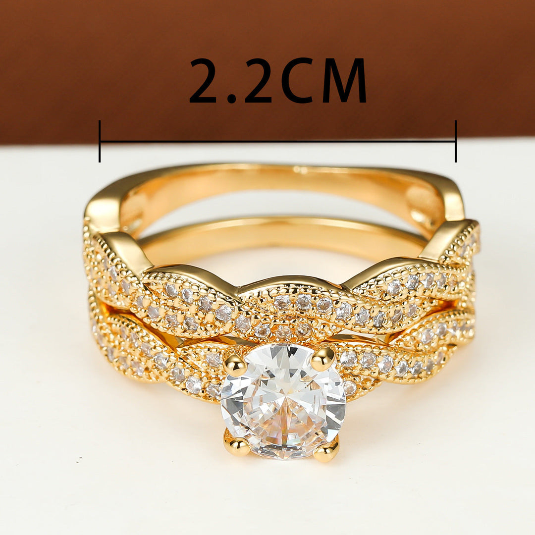 Simple Golden Four-claw Round Cross Twist Ring