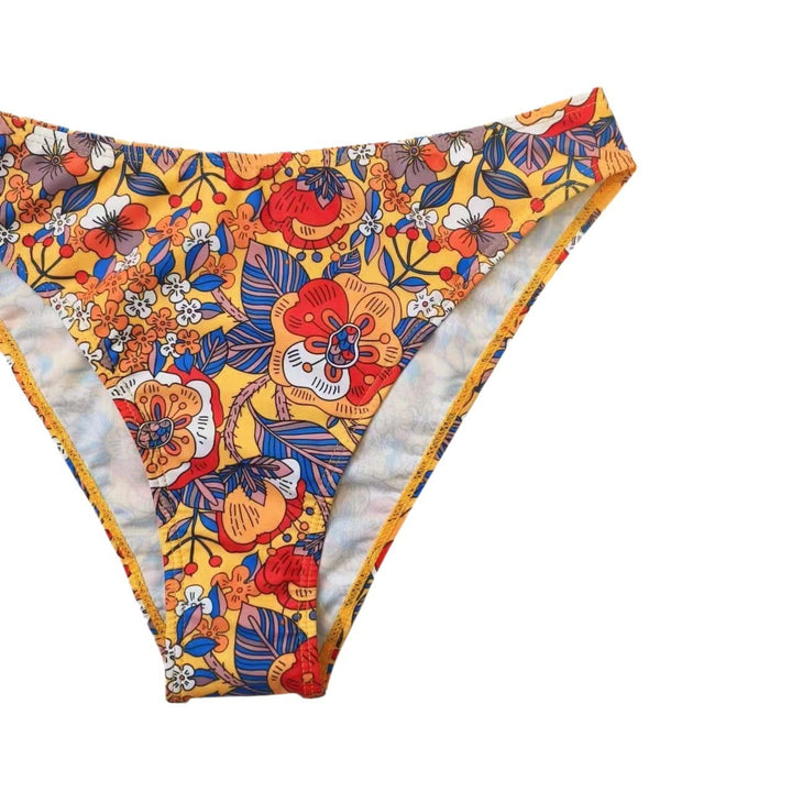 Plus Size Floral Print Strap Women's Bikini Swimsuit