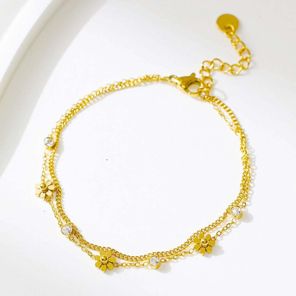 Stainless Steel Bracelet 18K Gold Diamond