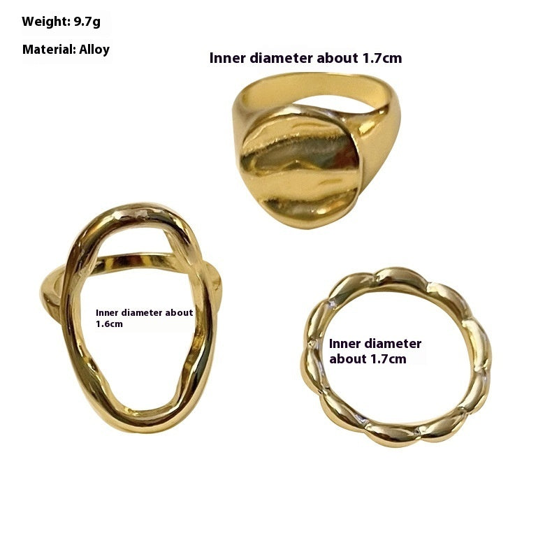Personality Geometry Hollow Three-piece Ring Set