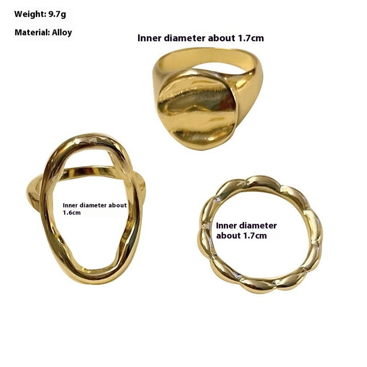 Personality Geometry Hollow Three-piece Ring Set
