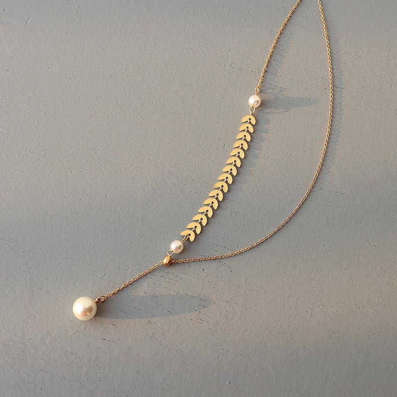Fashion Simple Phoenix Tail Pearl Clavicle Necklace
