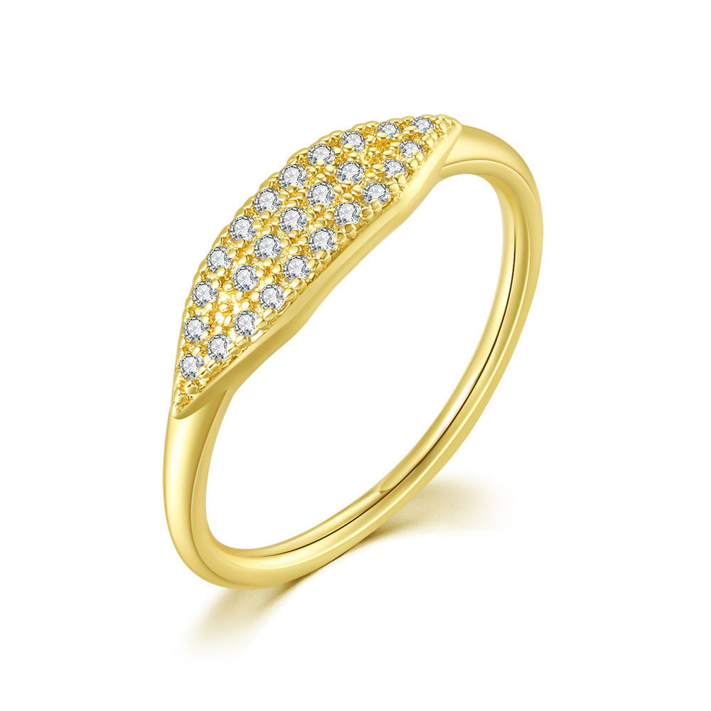 Women's Gold Plated Simple Zircon Micro Setting Ring