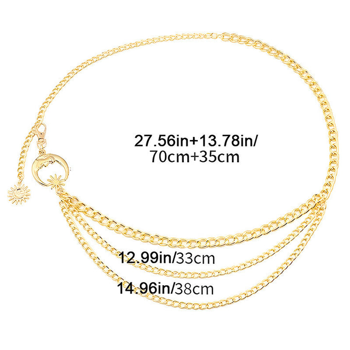 Hip Hop Metal Moon Body Chains Multi-layer Tassel Sun Pendant Street Waist Decorations