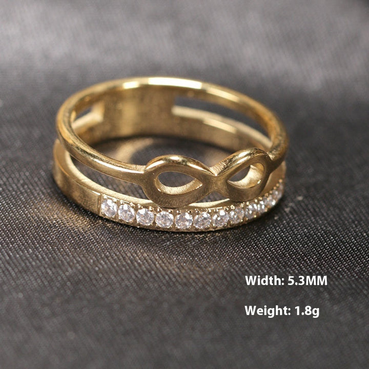 Double Retro CNC Diamond-studded Ring Fashion