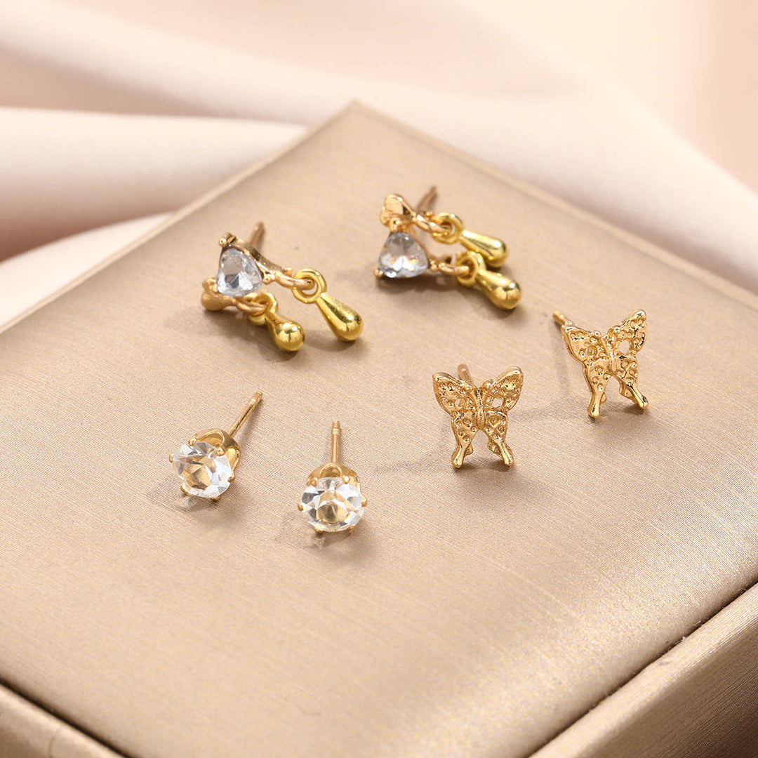 Special-interest Design Women's Cute Liquid Butterfly Earrings 6-piece Set