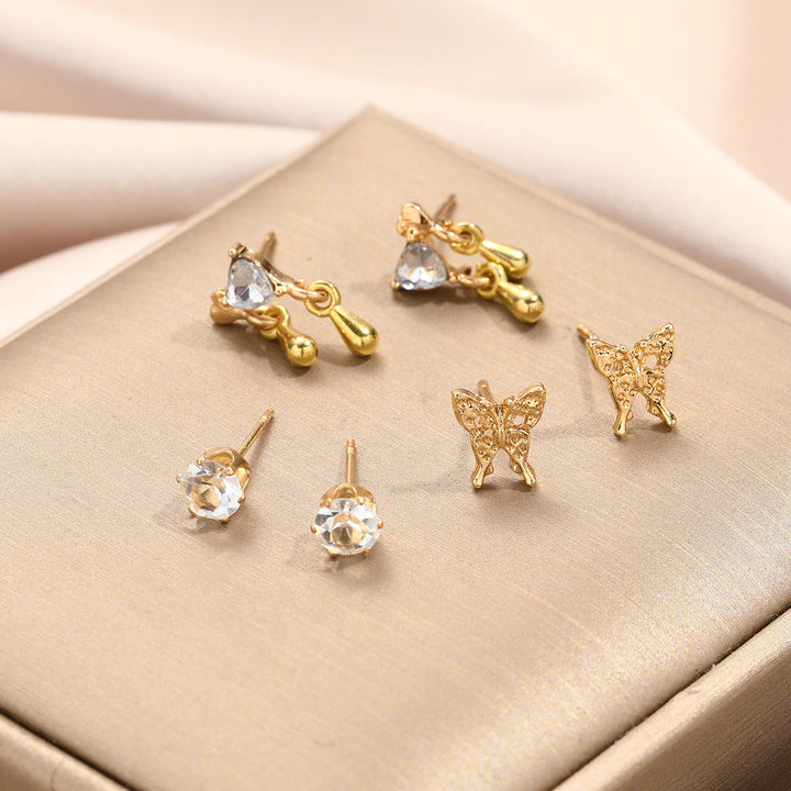 Special-interest Design Women's Cute Liquid Butterfly Earrings 6-piece Set