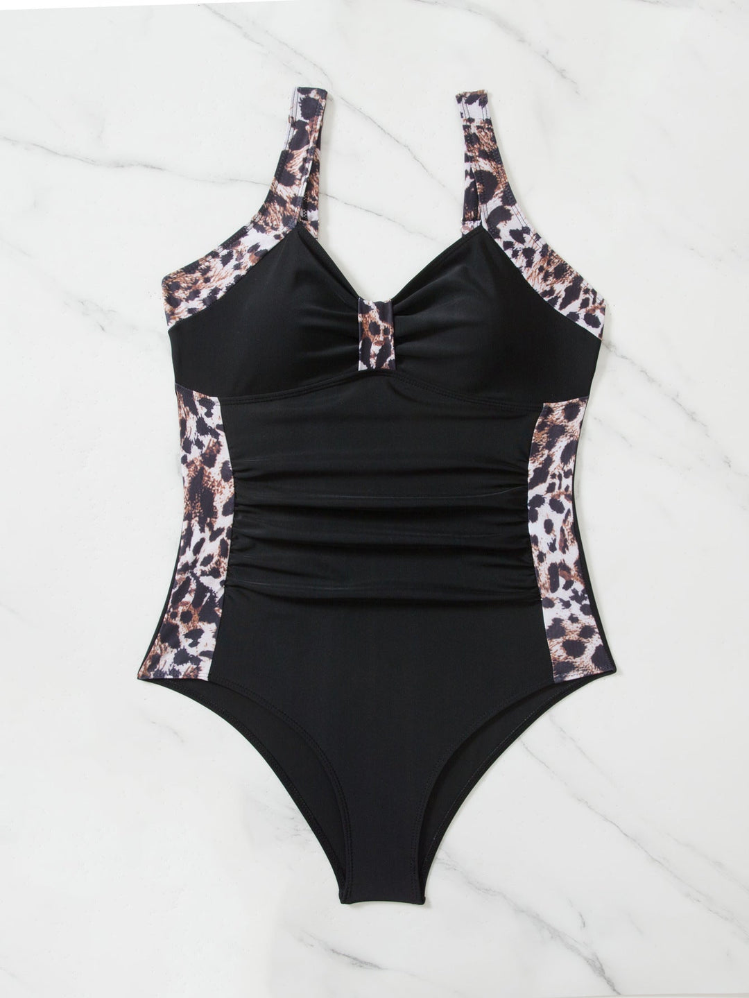 Women's Fashion One-piece Swimsuit Leopard Print Contrast Color