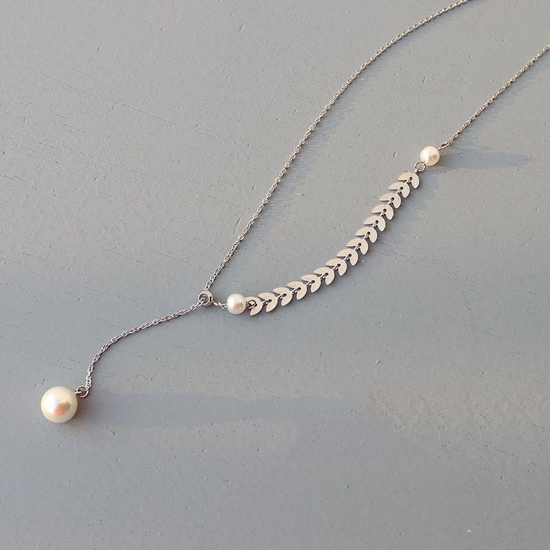 Fashion Simple Phoenix Tail Pearl Clavicle Necklace
