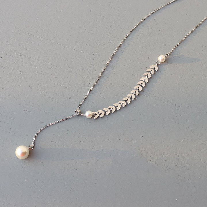 Fashion Simple Phoenix Tail Pearl Clavicle Necklace