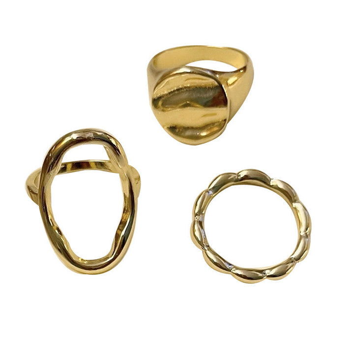 Personality Geometry Hollow Three-piece Ring Set