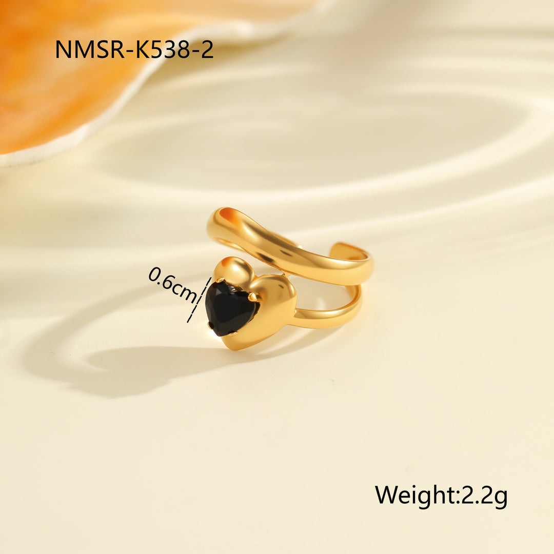 Inlaid Zircon Titanium Steel Ring For Women