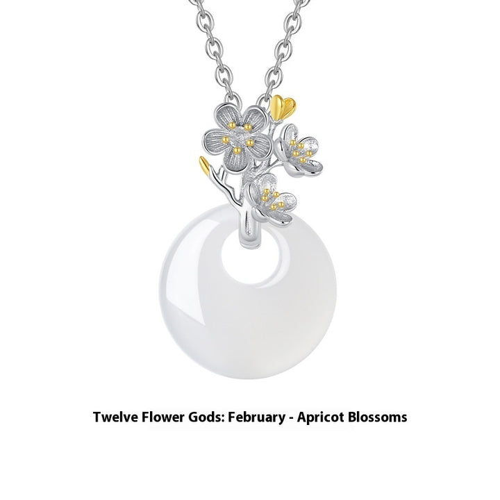 The 12 Floras White Chalcedony Peace Buckle S925 Silver Necklace