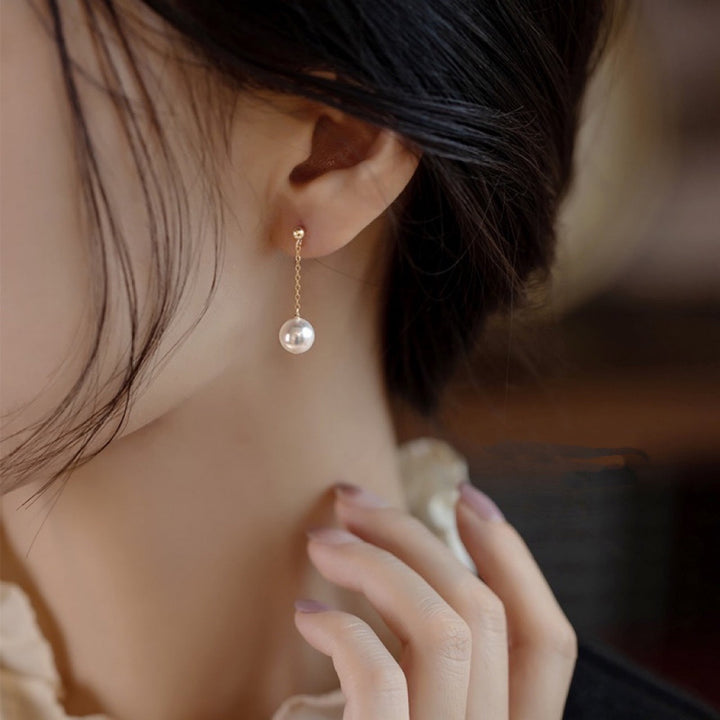 Pearl Long Fairy Temperamental 14K Gold Plated Simple Earrings