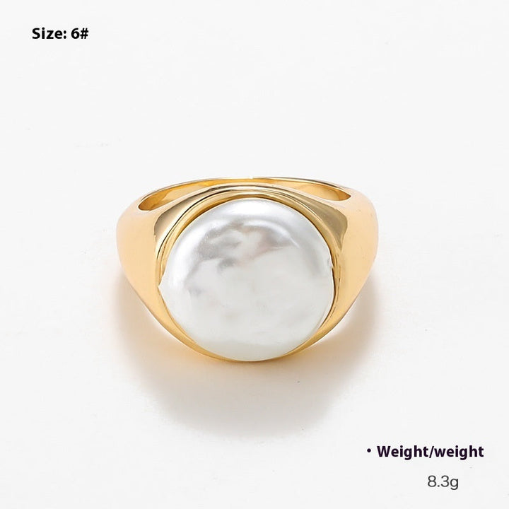 Alloy Gold Plated Pearl Ring