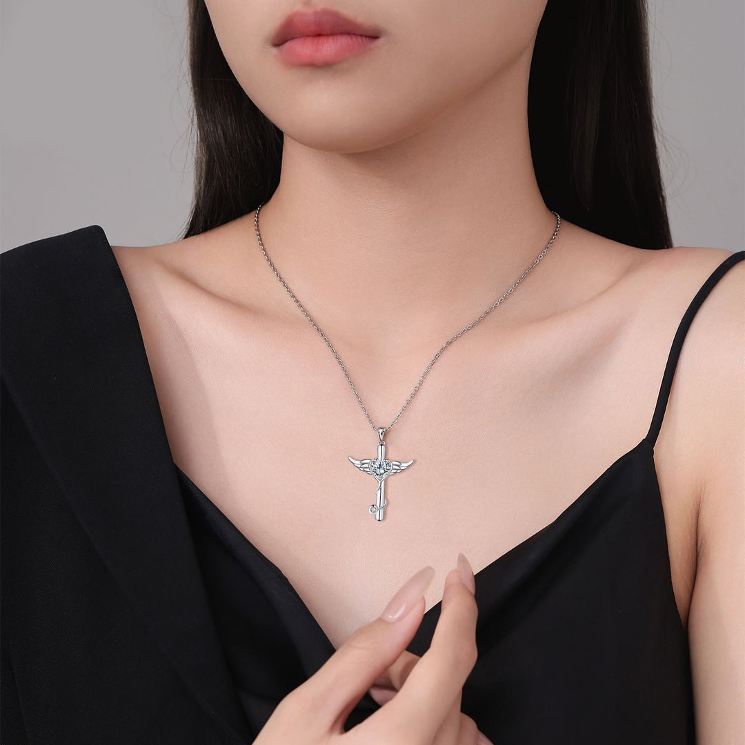 Personality Wings Cross Stethoscope Necklace