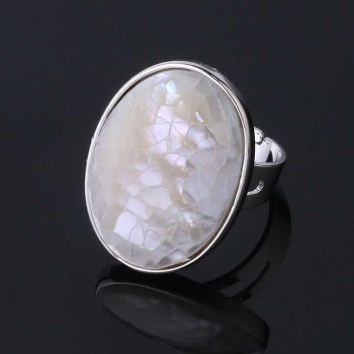 Natural Abalone Shell Adjustable Ring Ornament Women