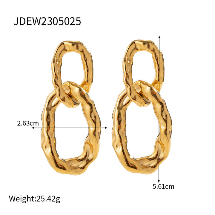 Retro Cold Ins Style Double Ring Earrings