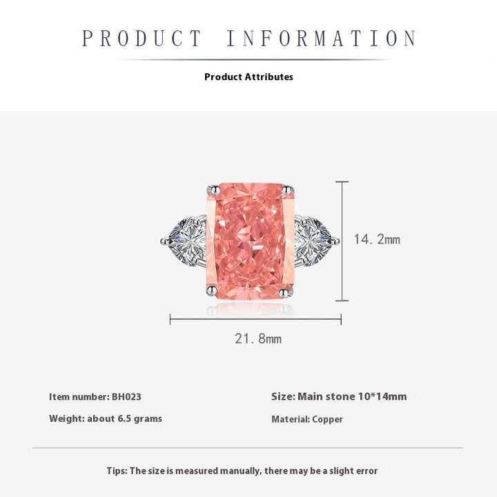 Rock Candy Square Diamond Ring Paparazha Artificial Cultivation