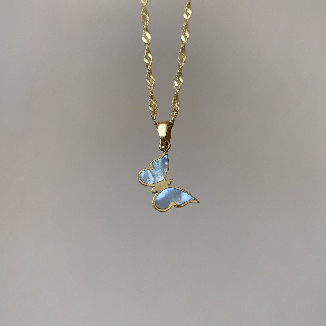 Electroplated 18K Golde Butterfly Necklace Women Clavicle Chain