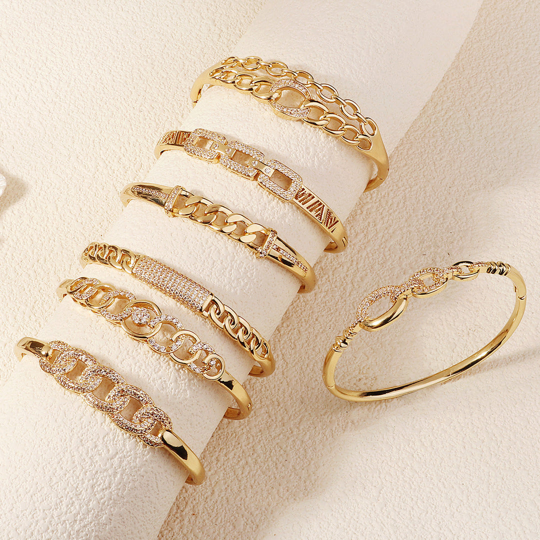 Women's Non-fading Bracelet Copper Inlaid Zirconium Buckle Bracelet