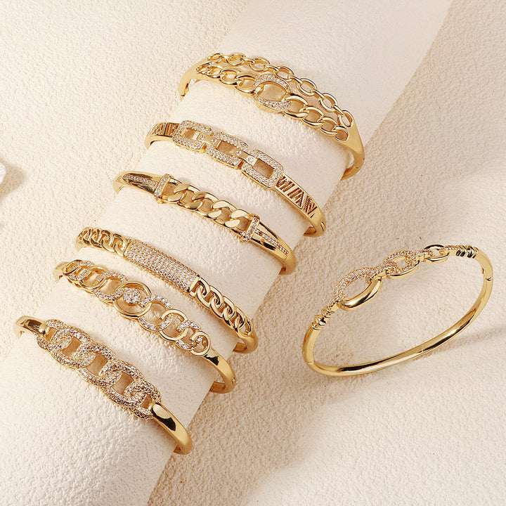 Women's Non-fading Bracelet Copper Inlaid Zirconium Buckle Bracelet