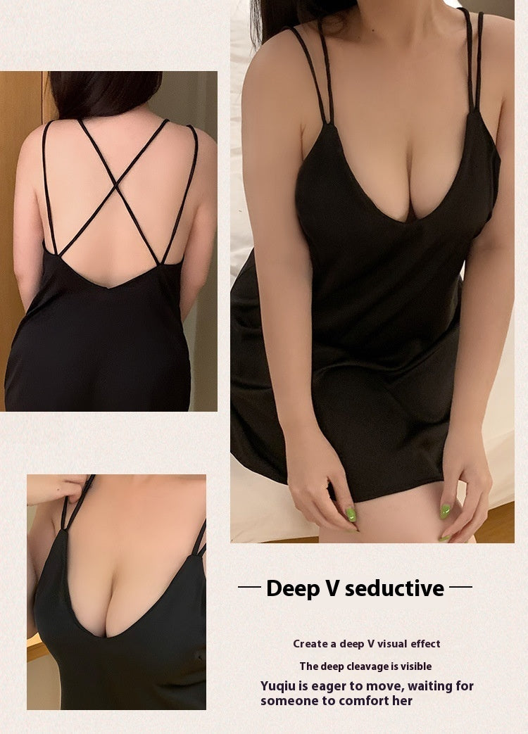 Female Pure Color Minimal Versatile Slip Nightdress