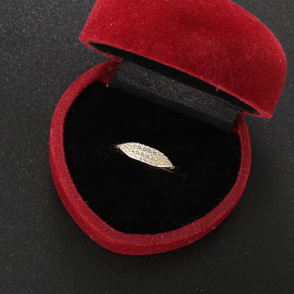 Women's Gold Plated Simple Zircon Micro Setting Ring