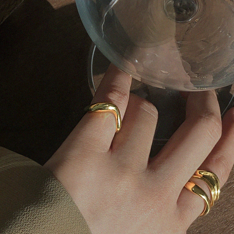 Japanese Classic Irregular Wave Ring Ins Cold Style