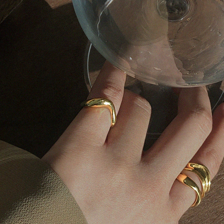 Japanese Classic Irregular Wave Ring Ins Cold Style