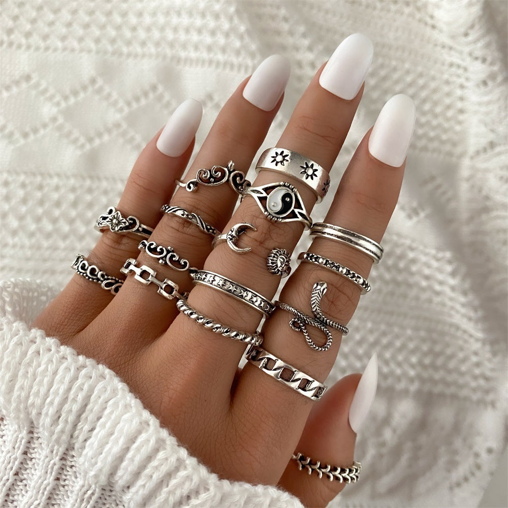 Fashion Personality Butterfly Snake Ring Suit Combination Opening