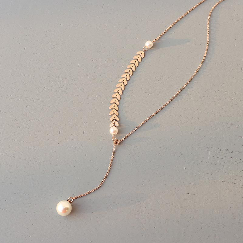Fashion Simple Phoenix Tail Pearl Clavicle Necklace