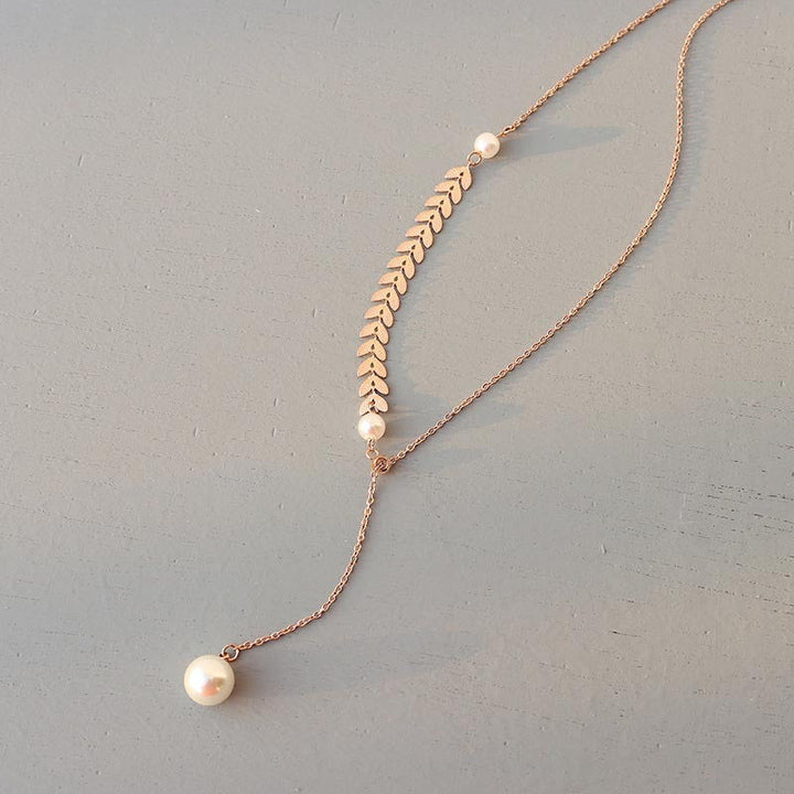 Fashion Simple Phoenix Tail Pearl Clavicle Necklace