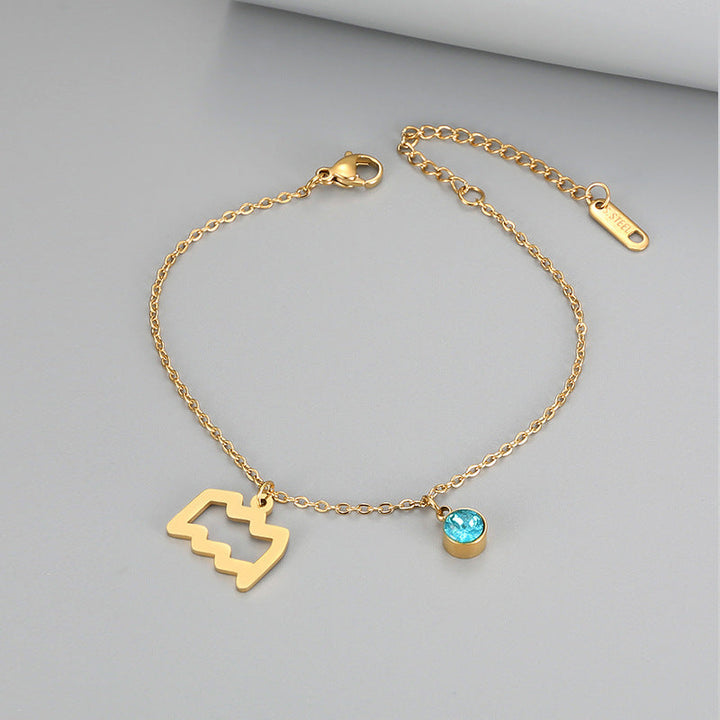 Retro Fashion Constellation Bracelet Inlaid With Blue Zircon