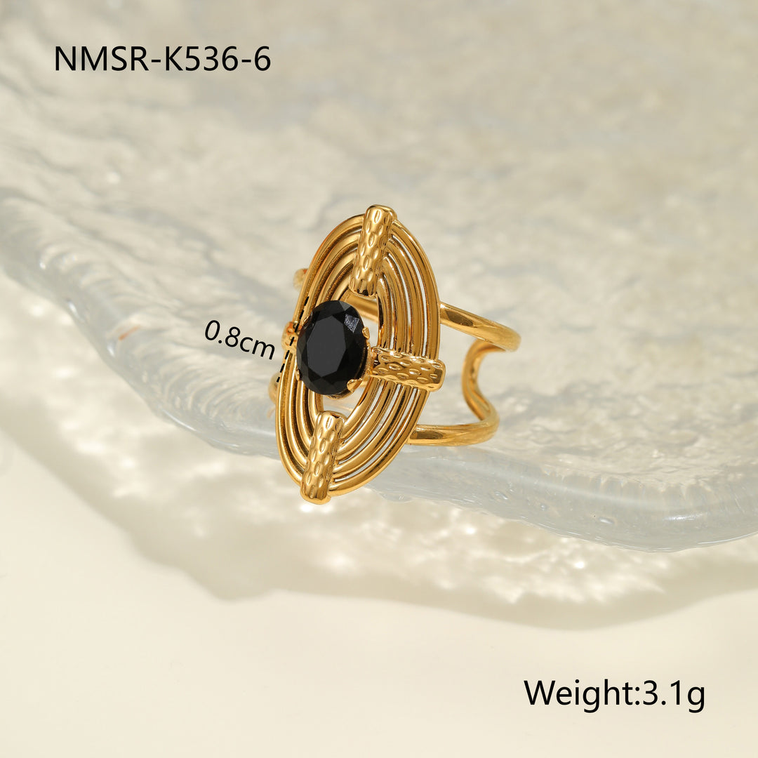 Inlaid Zircon Titanium Steel Ring For Women