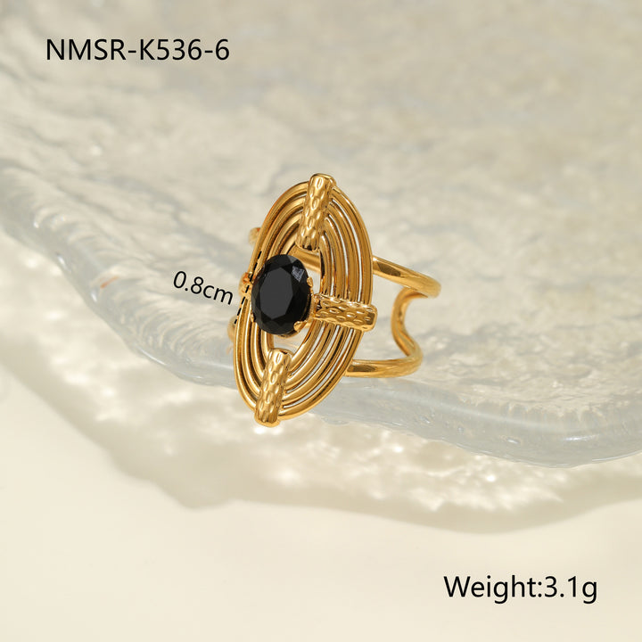Inlaid Zircon Titanium Steel Ring For Women