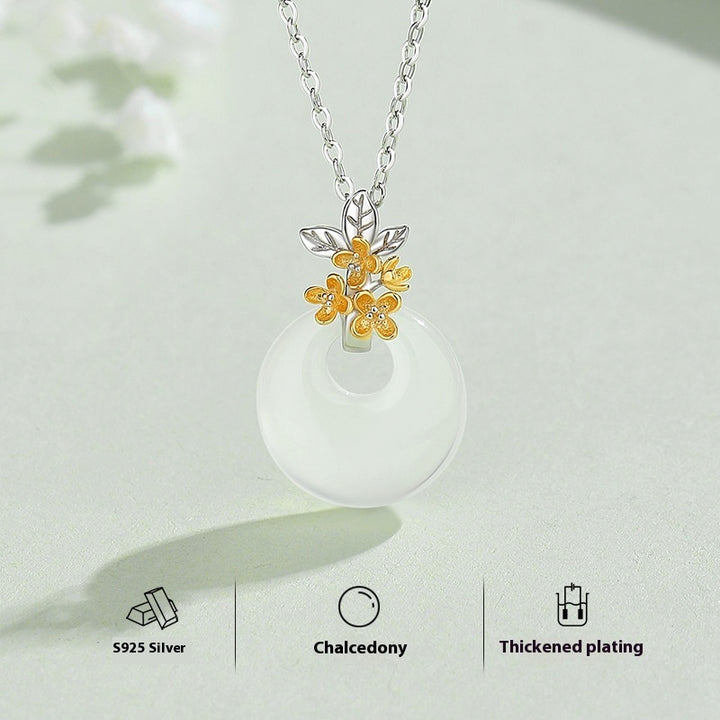 The 12 Floras White Chalcedony Peace Buckle S925 Silver Necklace
