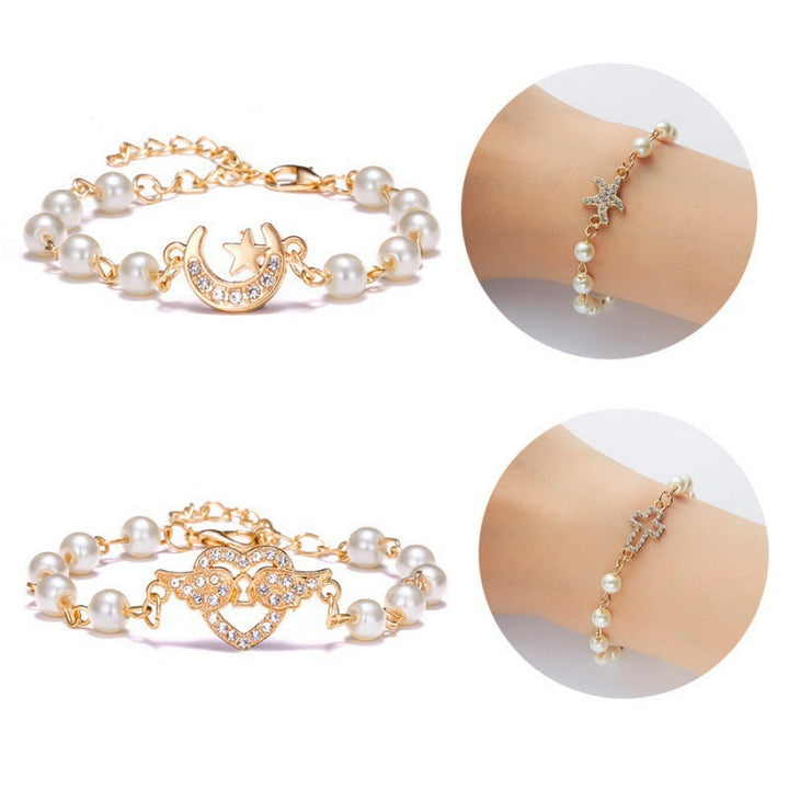 Hollow Rhinestone Pearl Bracelet Multi-style Adjustable