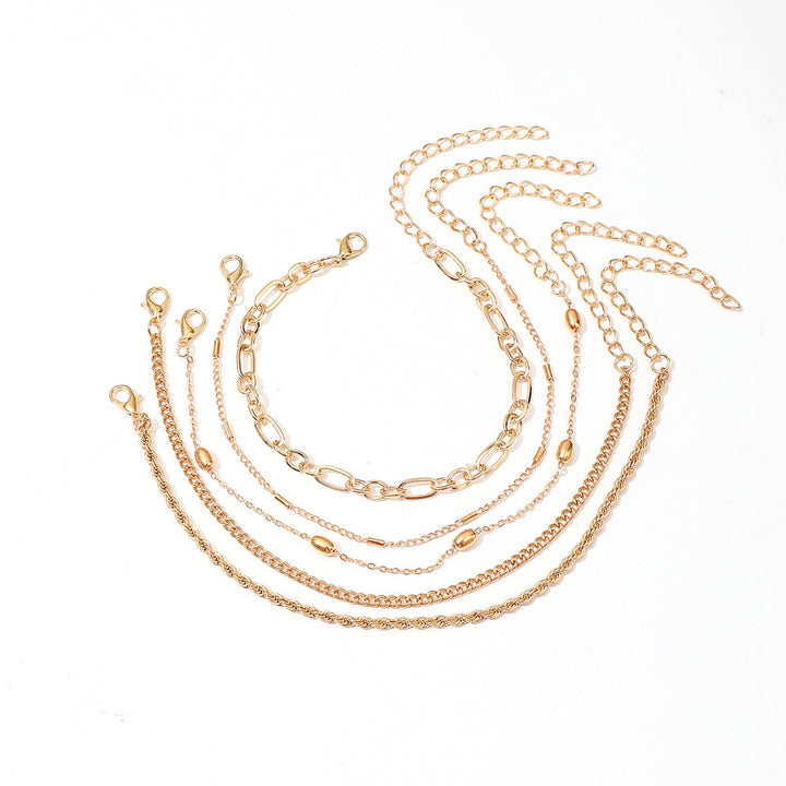 Alloy Anklet Hemp Flowers Chain 5-piece Set
