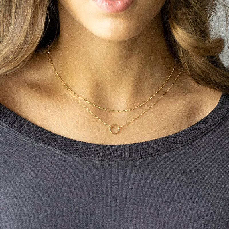Retro Simple Round Ring Double-layer Necklace