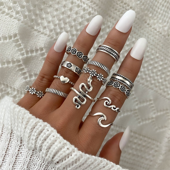 Fashion Personality Butterfly Snake Ring Suit Combination Opening