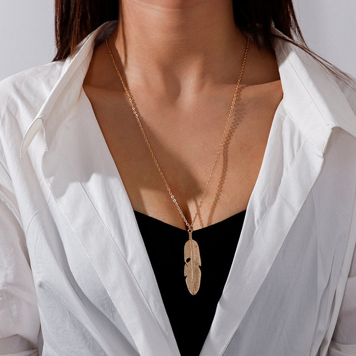 Retro Feather Tassel Necklace For Women