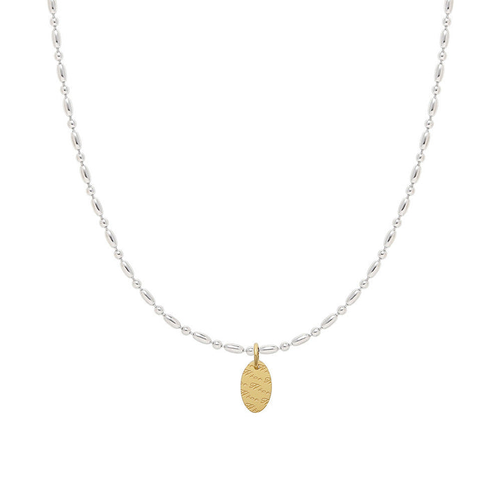 English Letter Geometric Ellipse Necklace