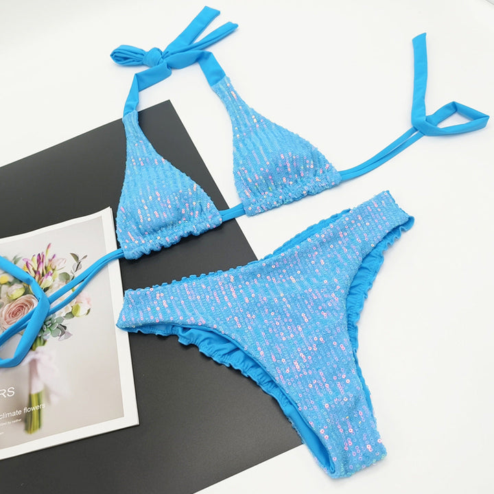 Beach Split Fashionable Sequins Bikini Suit