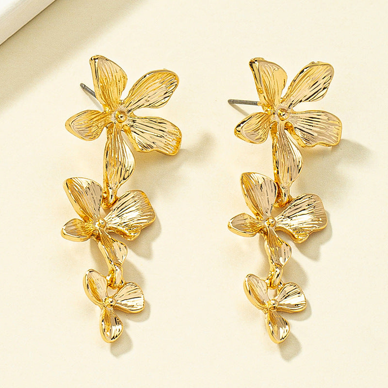 Flower Stud Earrings Irregular Exaggerated Long